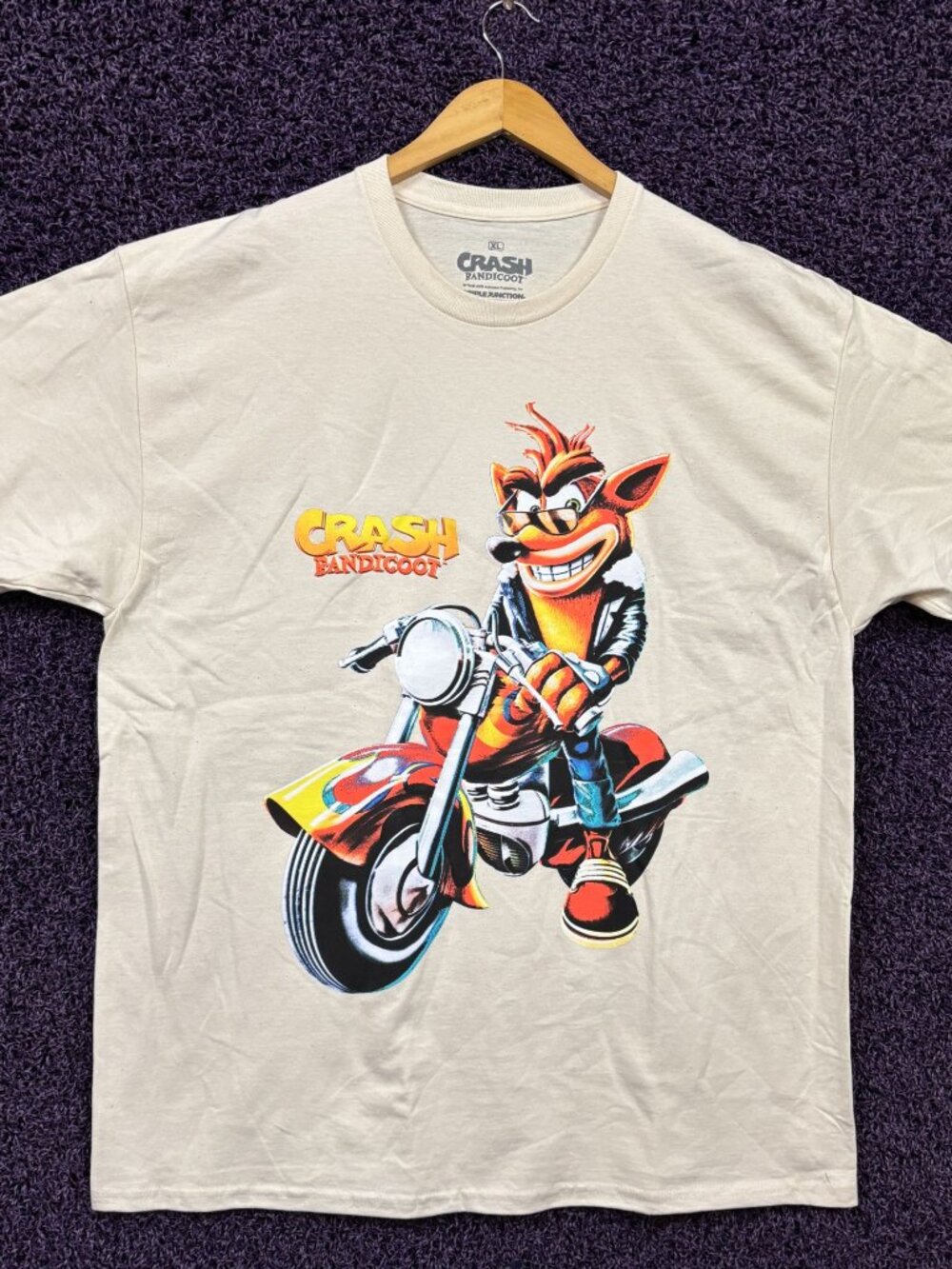 Crash Bandicoot Biker Born to Ride Sony Gaming T-Shirt XL